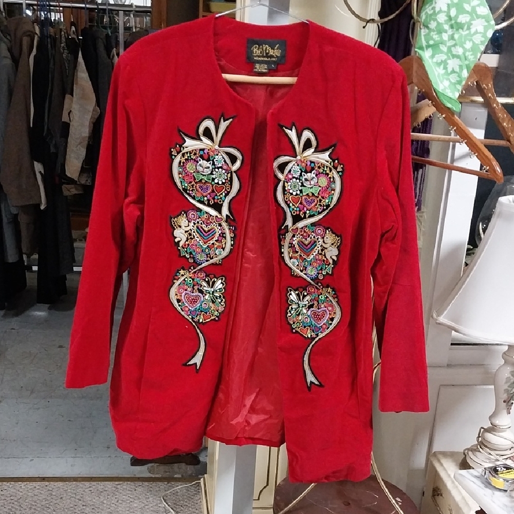 Bob Mackie Wearable Art Red Embellished Holiday J… - image 1